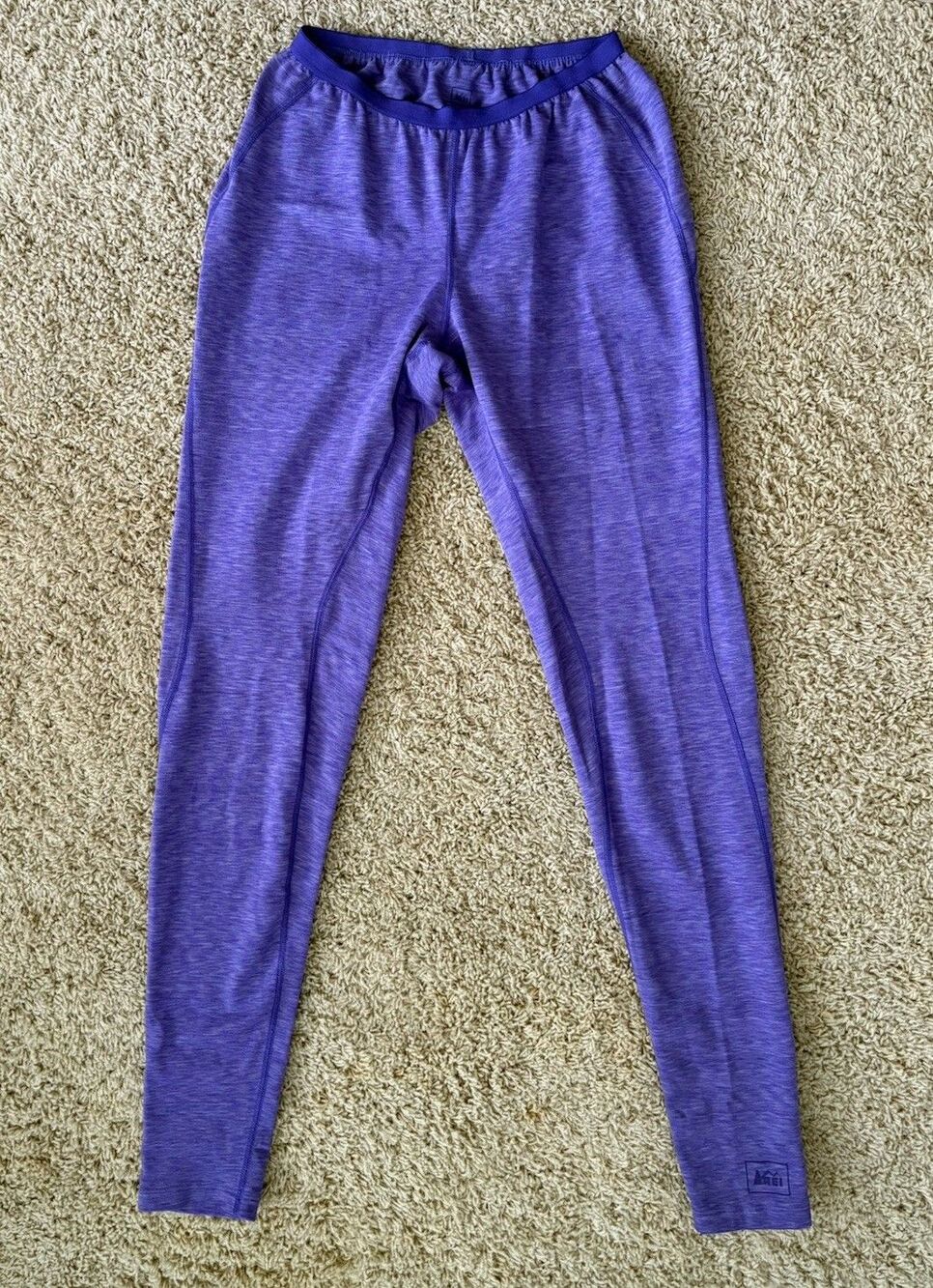 REI Lightweight Base Layer Long Pants Women's XS Purple Polyester Lycra Blend